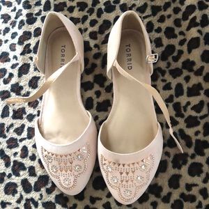 Beautiful embellished ankle strapped flats
